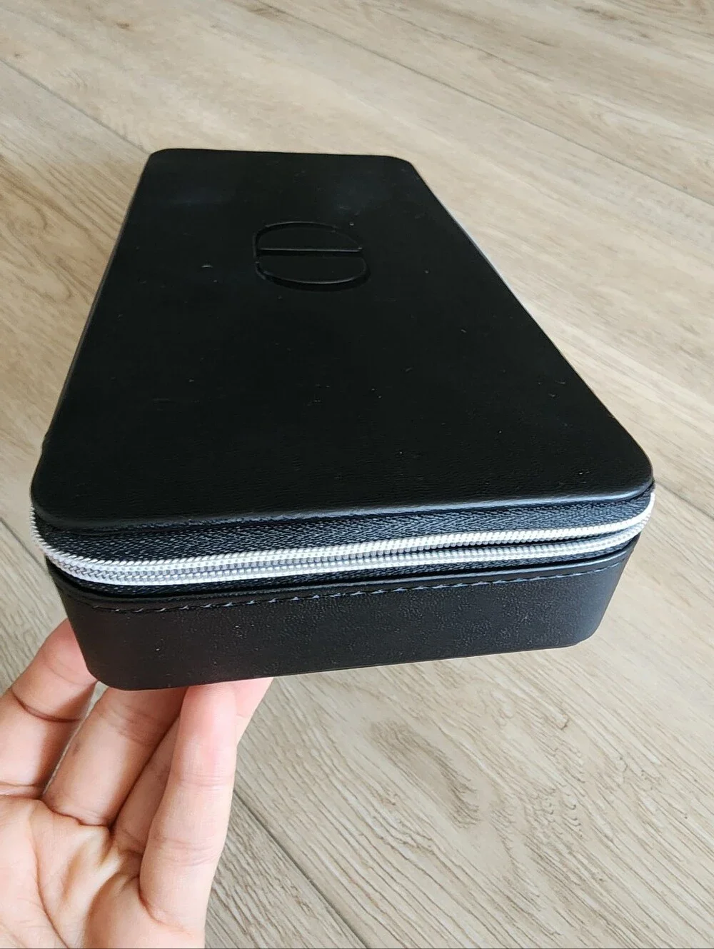 Dior Black Leather Rectangle Makeup Vanity Hard Case CD Logo With Sample Gift